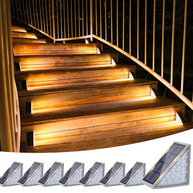VOLISUN Outdoor Stair Lights 8 Pack, Solar Step Lights Waterproof IP67,80 Lumen, Led Step Lights Outdoor for Garden Backyard Stair, Staircase, Front Step, Front Porch and Deck(Warm White) - Image 1