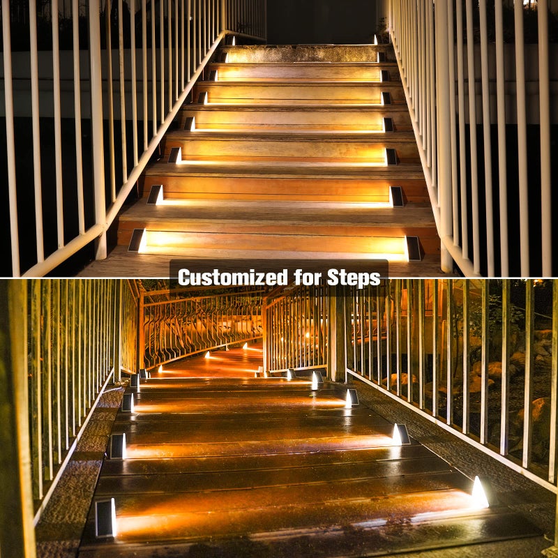 VOLISUN Outdoor Stair Lights 8 Pack, Solar Step Lights Waterproof IP67,80 Lumen, Led Step Lights Outdoor for Garden Backyard Stair, Staircase, Front Step, Front Porch and Deck(Warm White) - Image 2