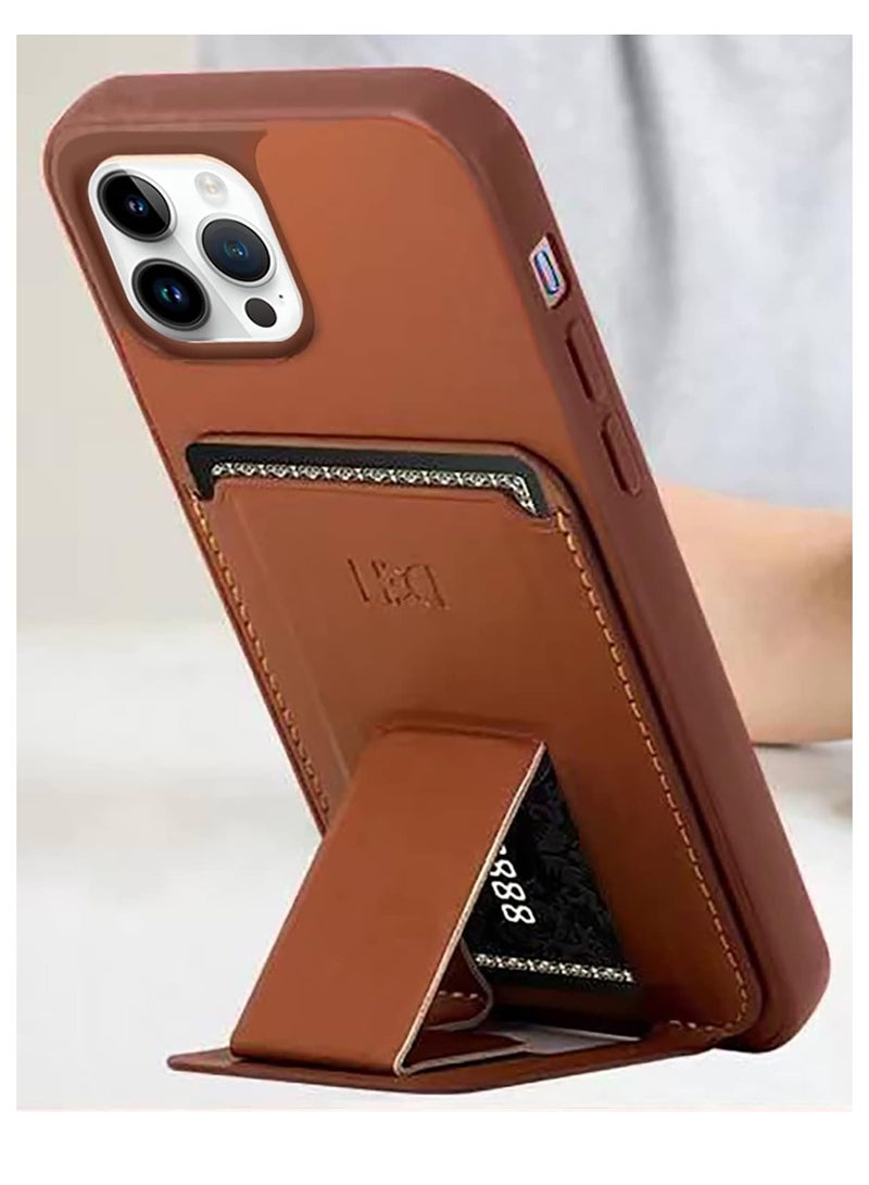 HBC Leather Back Case With a wallet to insert cards and use it as a mobile stand Compatible with iphone 15 Pro Max 6.7 inch - Brown - Image 3