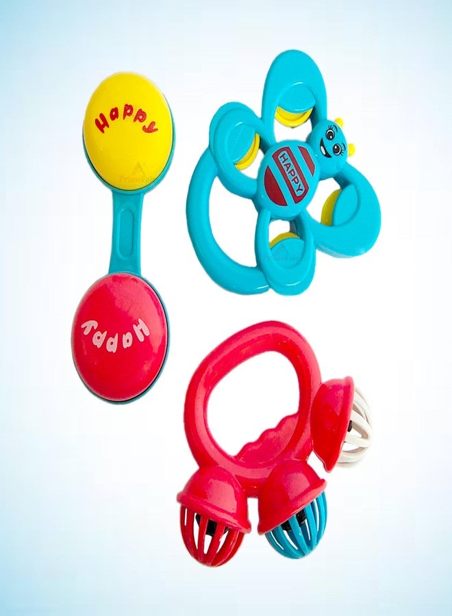 PRIMEFAIR Plastic Baby Rattles Toys Set, Baby Toys 3 Pcs Sets, Infant Grab And Shake Rattle, Sensory Music Sound Learning Newborn First Birthday Gift Toys 6-12 Month Boy Girl (Rattle-Q20),Multicolor - Image 3