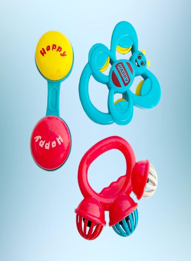 PRIMEFAIR Plastic Baby Rattles Toys Set, Baby Toys 3 Pcs Sets, Infant Grab And Shake Rattle, Sensory Music Sound Learning Newborn First Birthday Gift Toys 6-12 Month Boy Girl (Rattle-Q20),Multicolor - Image 5