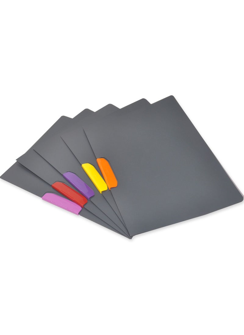 Durable - Durable 230400 clamp folder Duraswing Color for 30 sheets DIN A4, bag of 5 pieces, anthracite with coloured clamp - Image 1