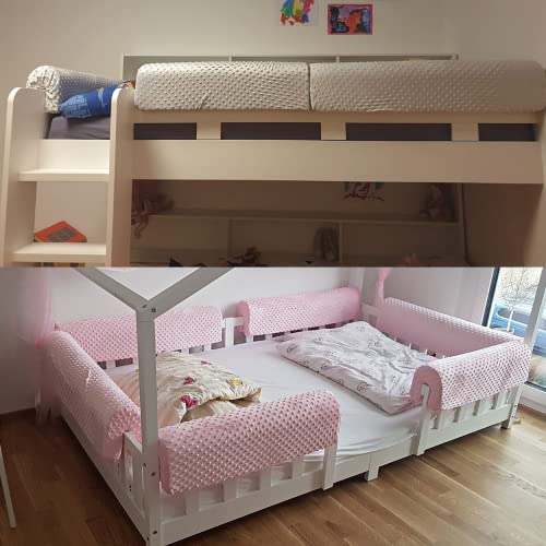 Wonder Space Toddlers Bed Rail Bumpers Protecter Childrens Bed Guardrail Padding AntiCollision Increased Height Fall Prevention Easy InstallEnhanced Safety Mostly Fit 23ft Pink - Image 3