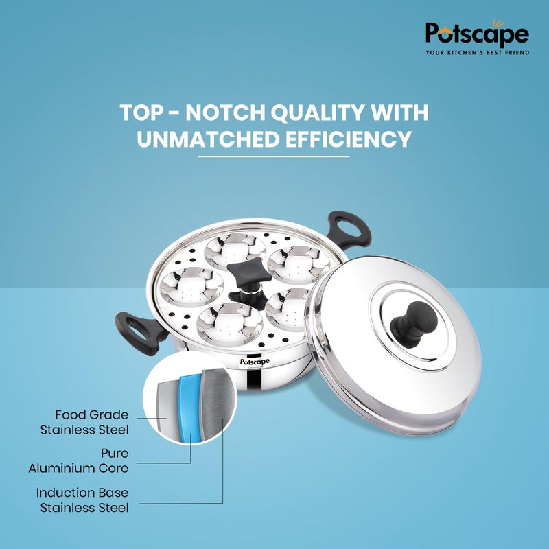 Potscape Maxx Idlipot Multi Idli Pot Stainless Steel Compatible with Gas Induction Includes Dhokla Maker with Steamer 2 Idli Plates 1 Mini Idli Plate Momo Idiyaapam Maker - Image 4