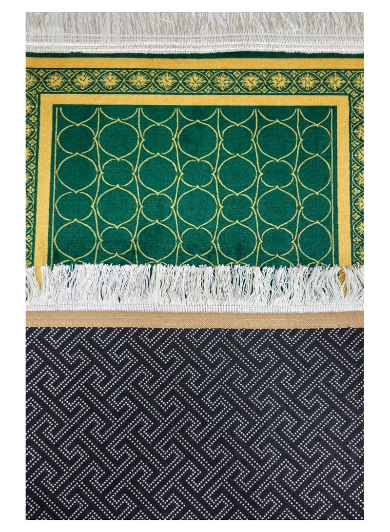 Fabienne Prayer Mat for Kids & Teens 50×100cm Compact Adult Prayer Mat for Mosque & Travel Lightweight Narrow Janamaz with Anti-Slip Base & Soft Velvet Top Islamic Musalla Sajadah Green/Beige - Image 4