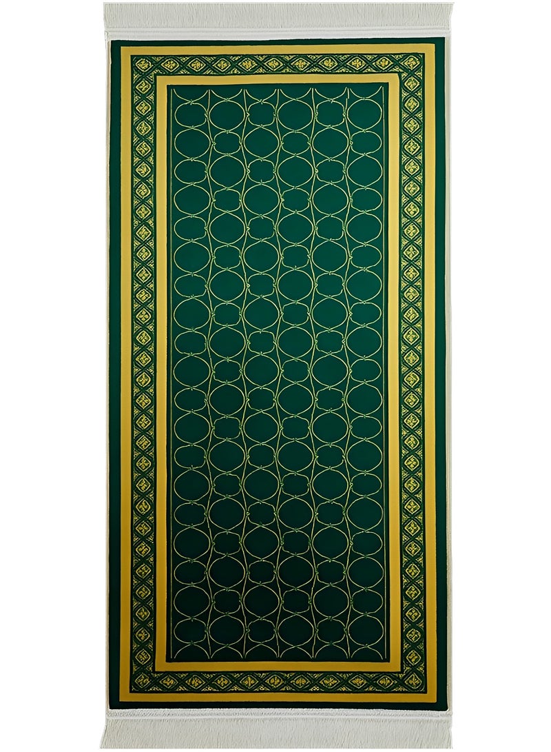 Fabienne Prayer Mat for Kids & Teens 50×100cm Compact Adult Prayer Mat for Mosque & Travel Lightweight Narrow Janamaz with Anti-Slip Base & Soft Velvet Top Islamic Musalla Sajadah Green/Beige - Image 2