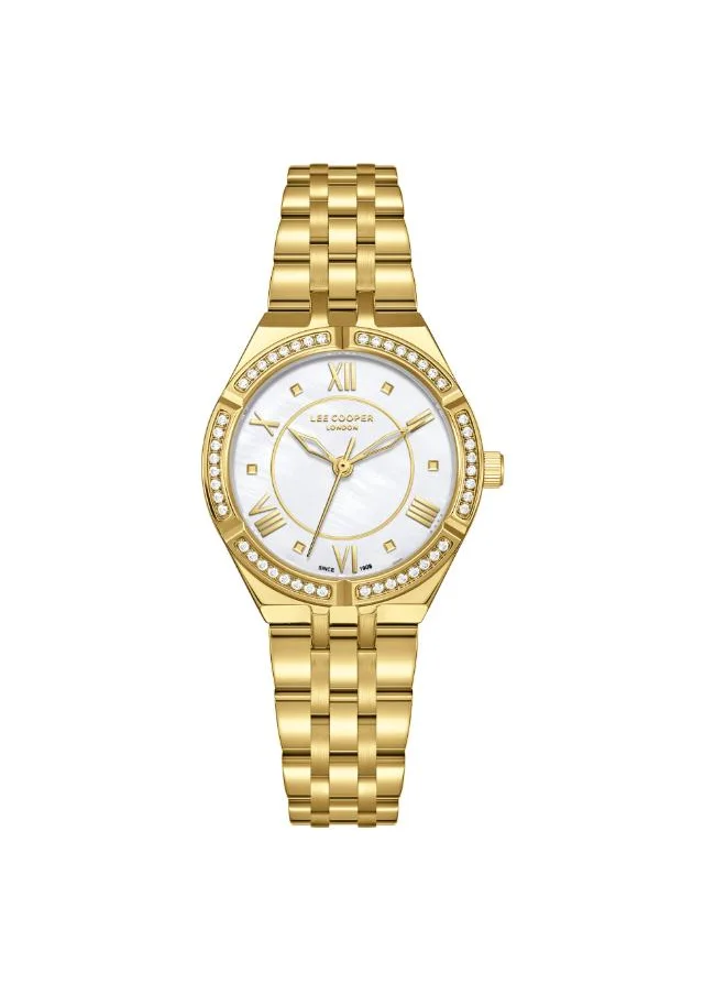 لي كوبر Women's Analog Display Watch With Gold Metal Strap - LC08132.120