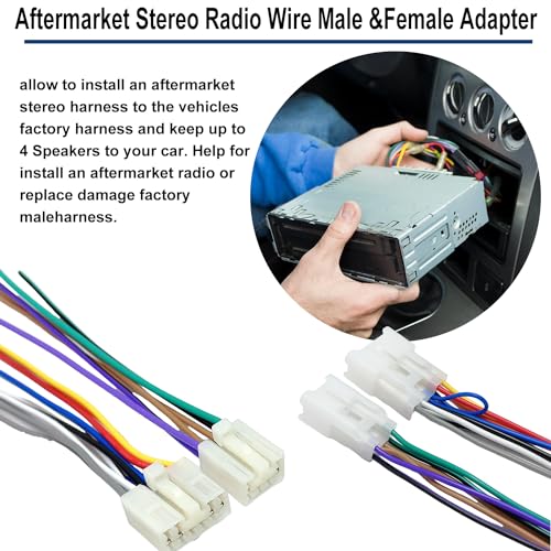 WildTundra Female+Male Radio Wiring Harness Kit Compatible with Toyota 1992-2019(Non JBL) Subaru 2010-2019 10Pin&6Pin Aftermarket Radio Stereo Wire Harness Plug Adapter Car Stereo Power Speaker Wire Harness - Image 2