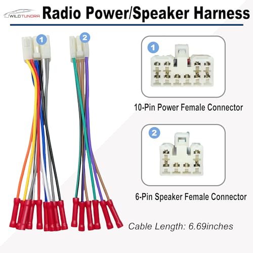 WildTundra Female+Male Radio Wiring Harness Kit Compatible with Toyota 1992-2019(Non JBL) Subaru 2010-2019 10Pin&6Pin Aftermarket Radio Stereo Wire Harness Plug Adapter Car Stereo Power Speaker Wire Harness - Image 4