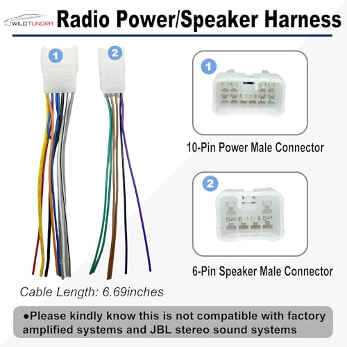 WildTundra Female+Male Radio Wiring Harness Kit Compatible with Toyota 1992-2019(Non JBL) Subaru 2010-2019 10Pin&6Pin Aftermarket Radio Stereo Wire Harness Plug Adapter Car Stereo Power Speaker Wire Harness - Image 3