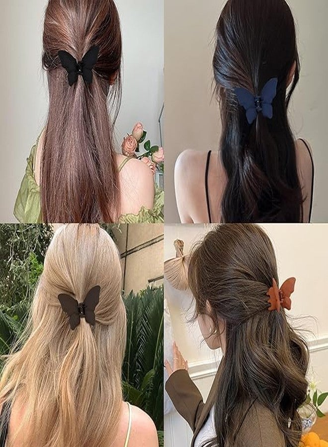 RHOSYN HAIR ACCESSORIES Trendy 4 Pcs Matte Butterfly Hair Claw Clips Jaw Clamp Fancy Clutchers For Women & Girls Hair Accessories Multicolor - Image 3