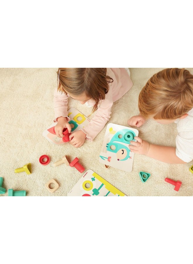 Miniland ECO Nuts & Bolts with Activities - STEM, Geometric, Shapes, Visual Motor Coordination, Highly Resistant