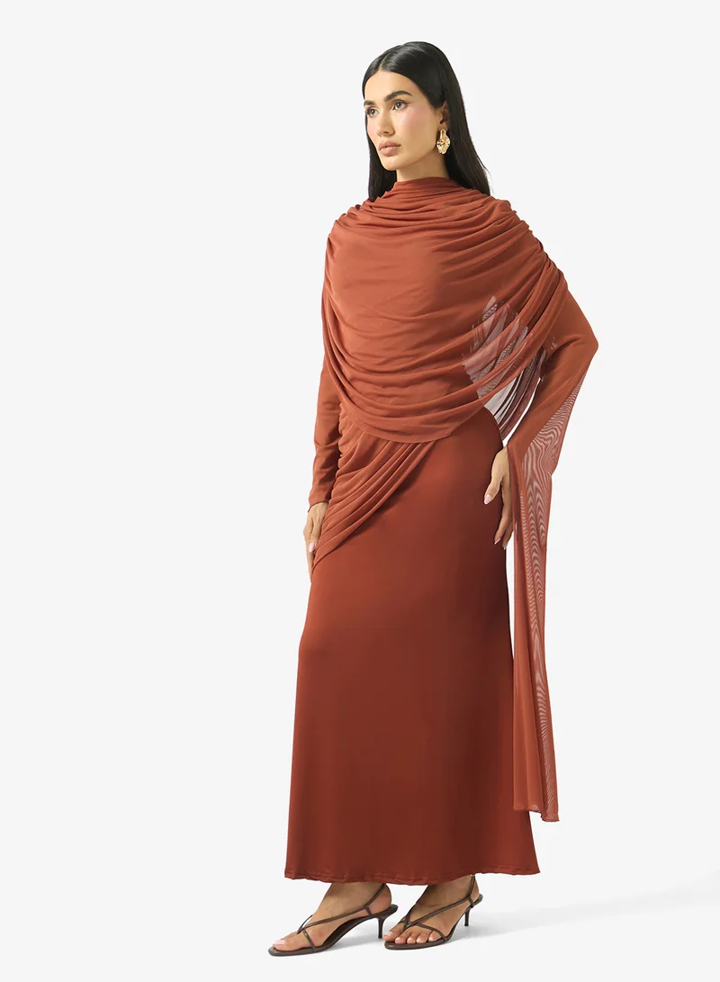 جينجر Draped Gather Detail Bodycon Dress