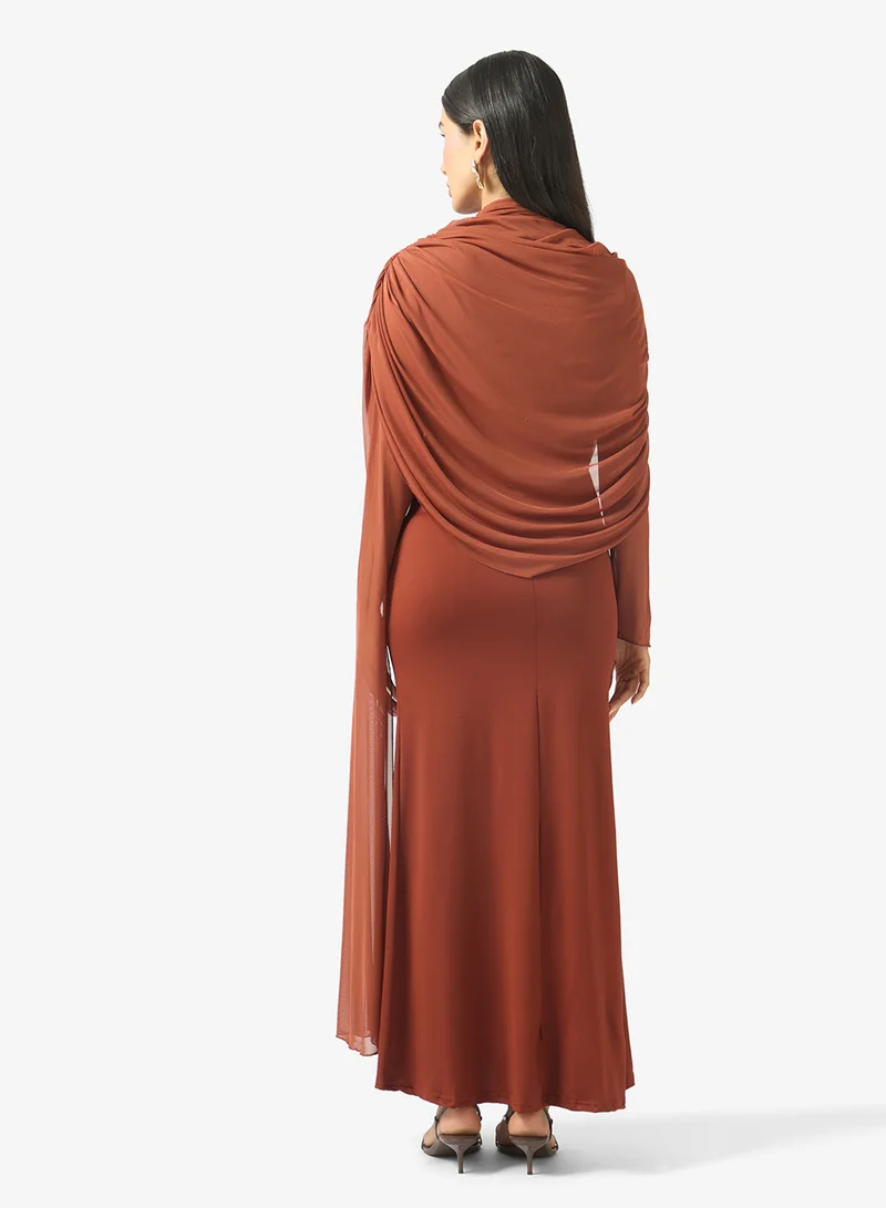 جينجر Draped Gather Detail Bodycon Dress