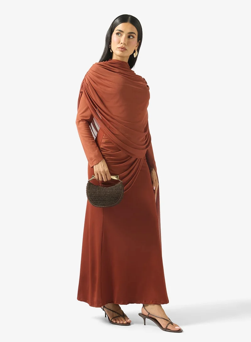 Ginger Draped Gather Detail Bodycon Dress