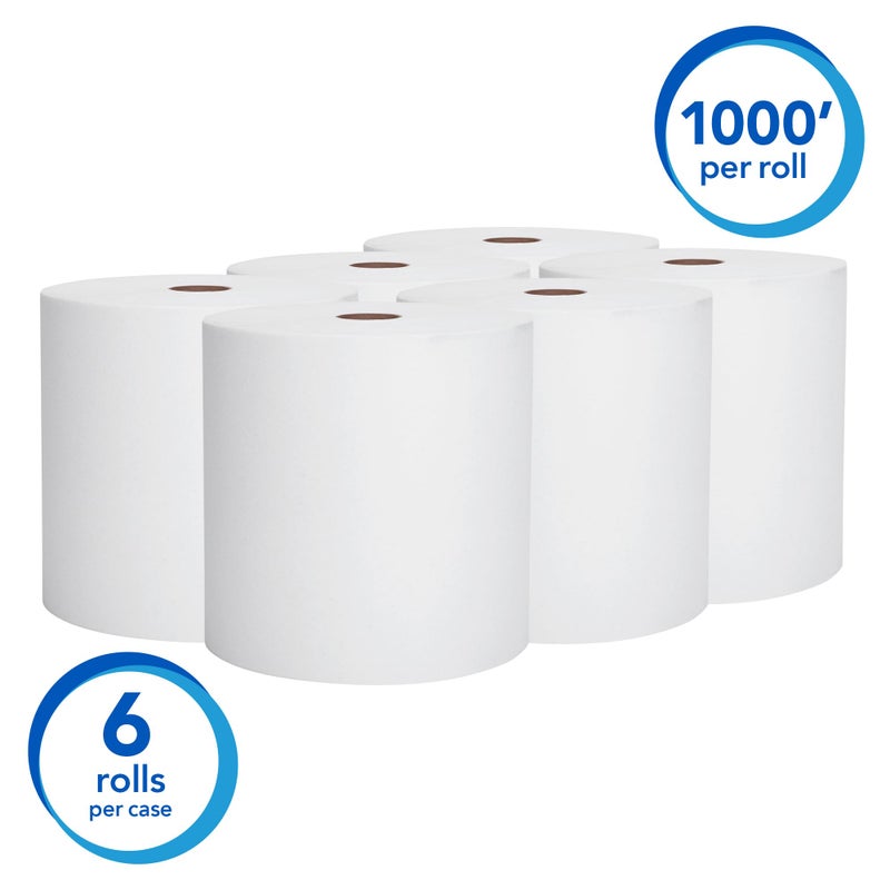 Scott Professional Essential Universal High-Capacity Hard Roll Paper Towels, Bulk (01005), Hardwound 1.5" Core, Absorbency Pockets, White (6 Rolls at 1,000' Each, 6,000'/Case) - Image 2