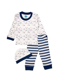 Babies Basic 7 Piece Unisex 100% Cotton Gift Set Include Bib, Blanket, Mitten, Cap, Romper, Top And Bottom Set, Blue  - Image 5