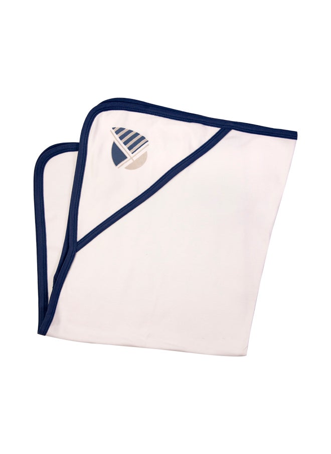 7 Piece Unisex 100% Cotton Gift Set Include Bib, Blanket, Mitten, Cap, Romper, Top And Bottom Set, Blue