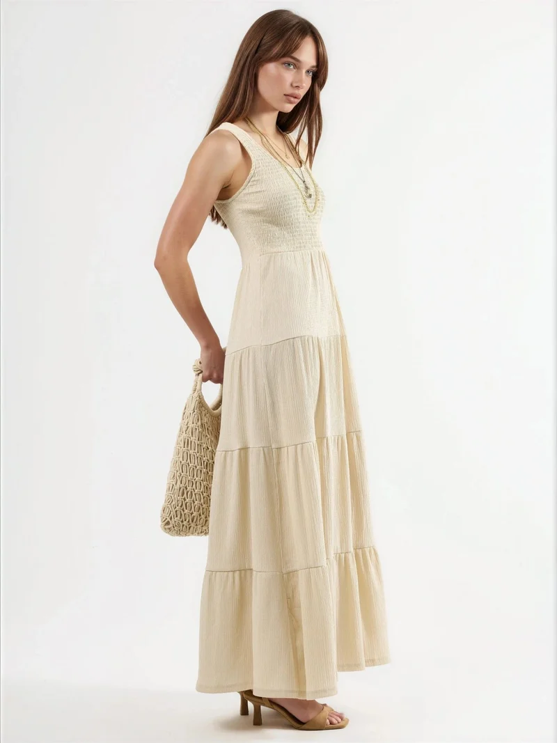 Busem BUSEM Textured U Collar Maxi Dress