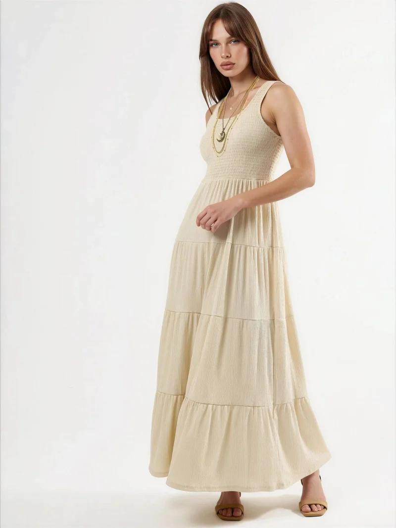 Busem BUSEM Textured U Collar Maxi Dress
