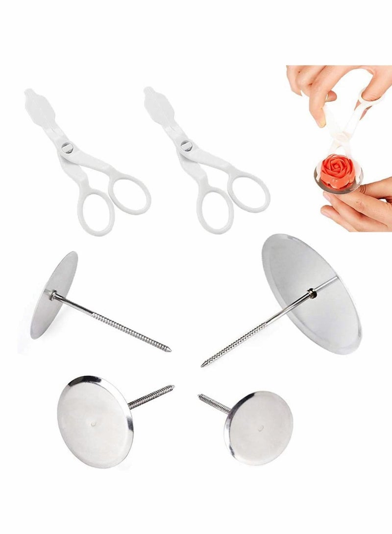 KASTWAVE Cake Flower Nail and Flower Lifters Set, 6PCS Stainless Steel Cake Cupcake Decor Baking Tools, 4 Size - Image 1
