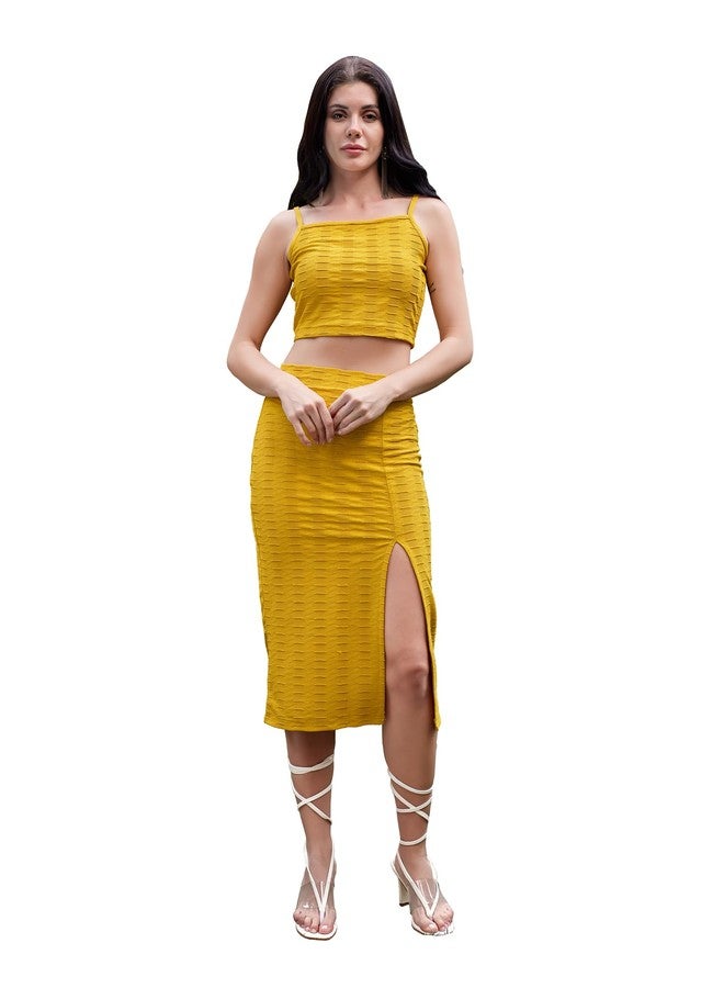 PURVAJA Women’s Midi Co-ords (Nixa-022-Yellow_Yellow_X-Large) - Image 1