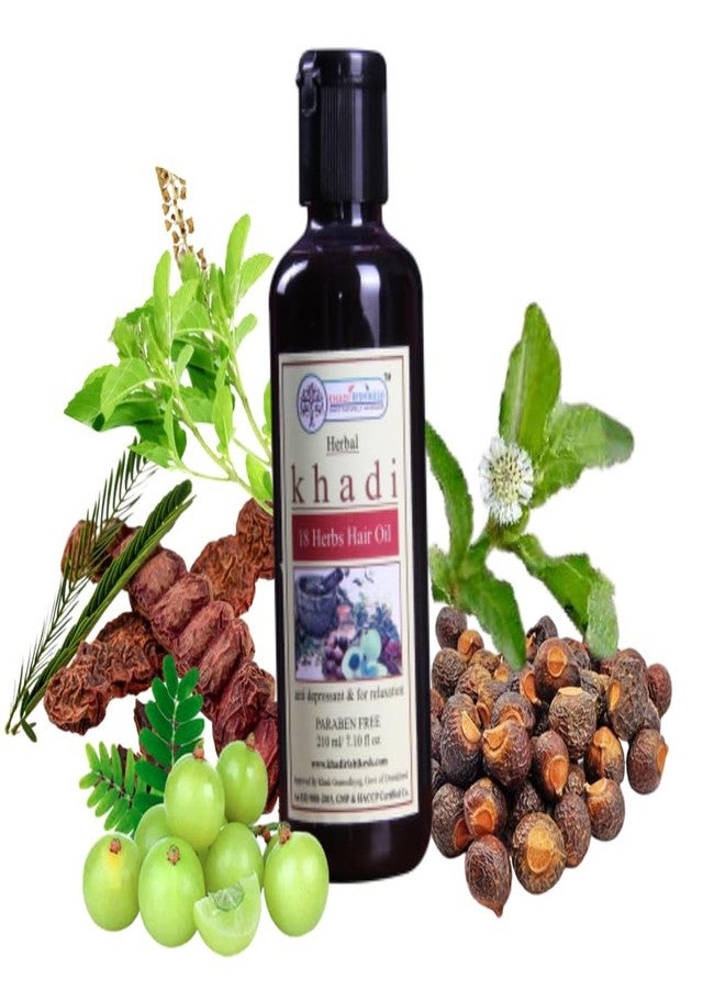 KHADI RISHIKESH Herbal 18 Herbs Hair Oil - 210ml | Natural Hair Care Oil for Repairs Dry Scalp, Boosts Hair Health, Reduces Dandruff Suitable for All Hair Types | SLS and Paraben Free - Image 1