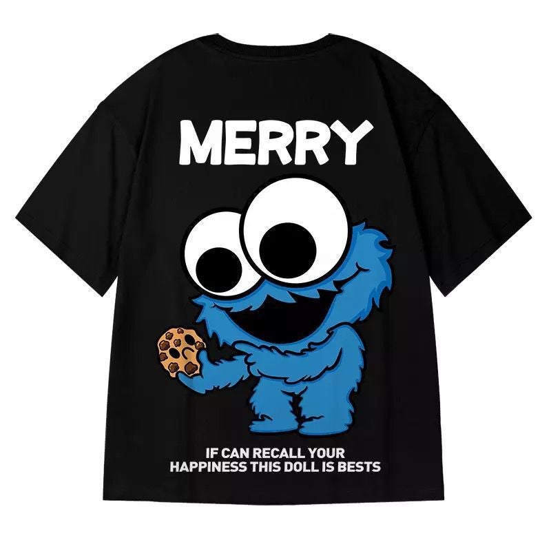 Hong Kong Style T-Shirt Men'S Short Sleeve Ins Fashion Brand Hip Hop Plus Size Printed Loose Fashion Couple Cartoon Half Sleeve - Image 2