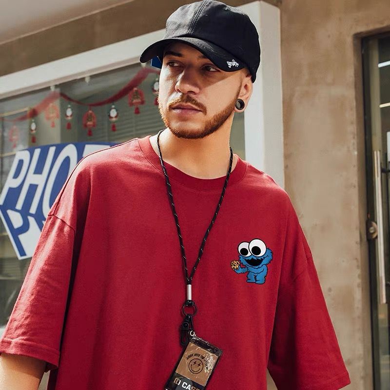 Hong Kong Style T-Shirt Men'S Short Sleeve Ins Fashion Brand Hip Hop Plus Size Printed Loose Fashion Couple Cartoon Half Sleeve - Image 4