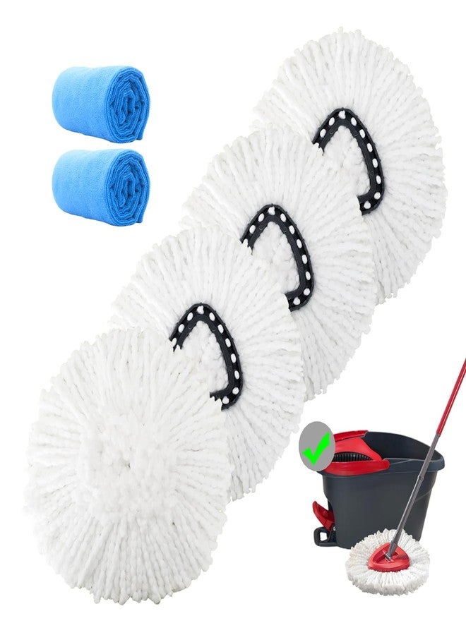 FAMEBIRD 4 Pack Mop Replacement Heads Compatible with 1 Tank System Microfiber Spin Mop Replace Head Mop Refills Safe for Deep Cleaning All Hard-surfaced Floors - Image 1