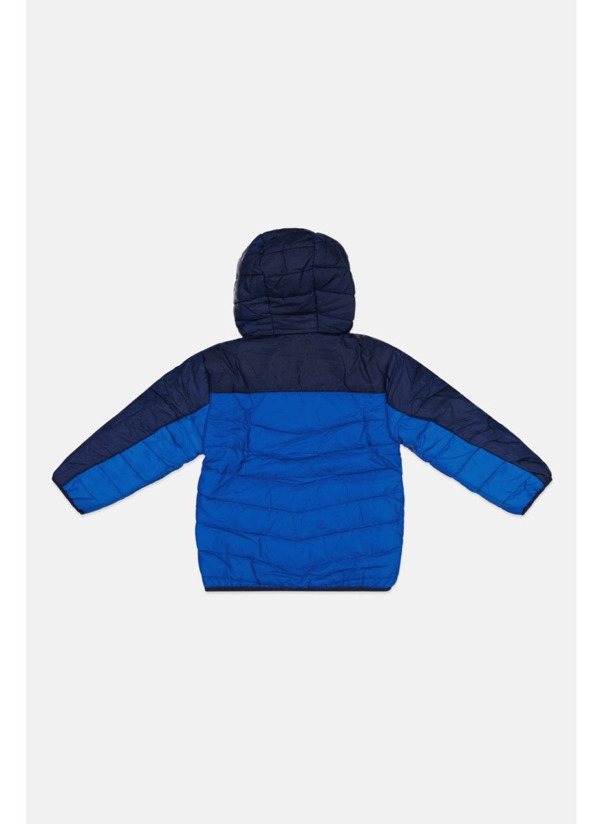 Weatherproof Toddlers Boy Brand Logo Reversible Puffer Jacket, Blue Combo  - Image 2