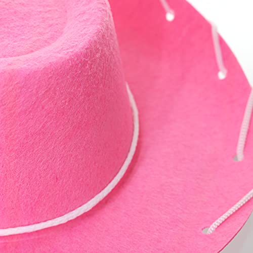 GiftExpress Child Pink Felt Cowboy Hat with Chin Strap - Cowgirl Costume Accessory for USA Western Rodeo Theme Party & Pretend Play - Young Boy & Girls, Kid Size - Image 5