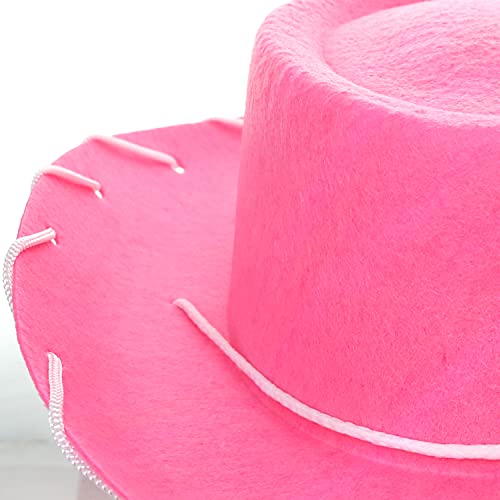 GiftExpress Child Pink Felt Cowboy Hat with Chin Strap - Cowgirl Costume Accessory for USA Western Rodeo Theme Party & Pretend Play - Young Boy & Girls, Kid Size - Image 4