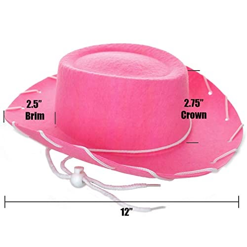 GiftExpress Child Pink Felt Cowboy Hat with Chin Strap - Cowgirl Costume Accessory for USA Western Rodeo Theme Party & Pretend Play - Young Boy & Girls, Kid Size - Image 2