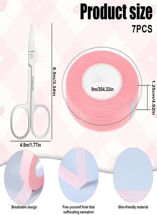 Alrhso 6 Rolls Eyeliner Tape for Eye Makeup Eyelash Extensions Lash Tape Adhesive Lash Extension Tapes with Eyebrow Scissors Eyeshadow Tapes for Eyeliner, Tech Supplies (Pink) - Image 2