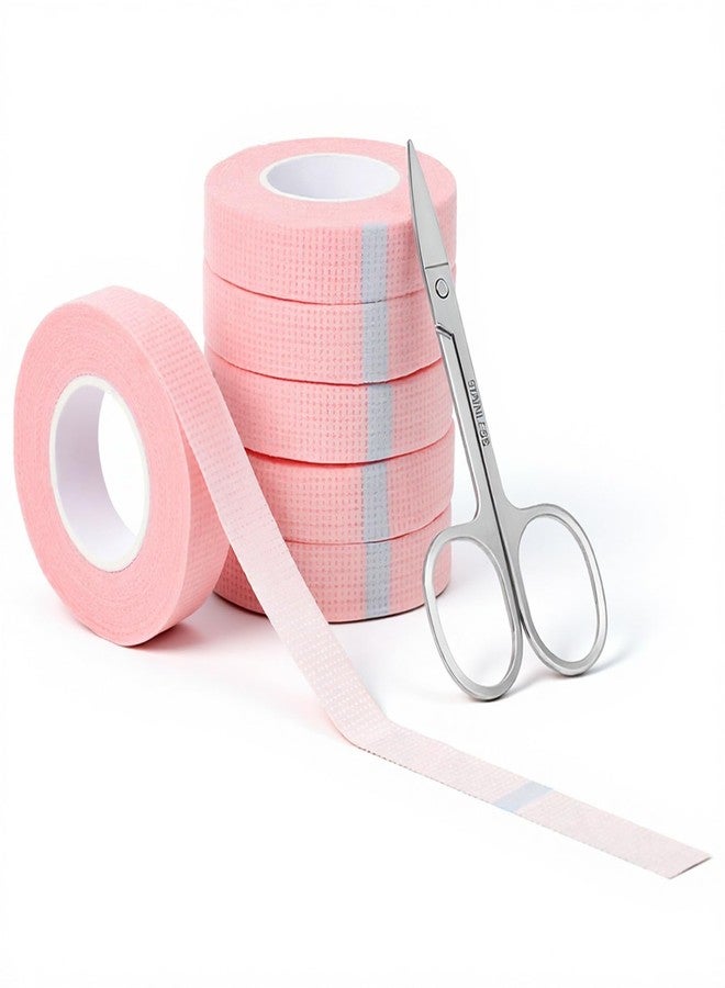 Alrhso 6 Rolls Eyeliner Tape for Eye Makeup Eyelash Extensions Lash Tape Adhesive Lash Extension Tapes with Eyebrow Scissors Eyeshadow Tapes for Eyeliner, Tech Supplies (Pink) - Image 1