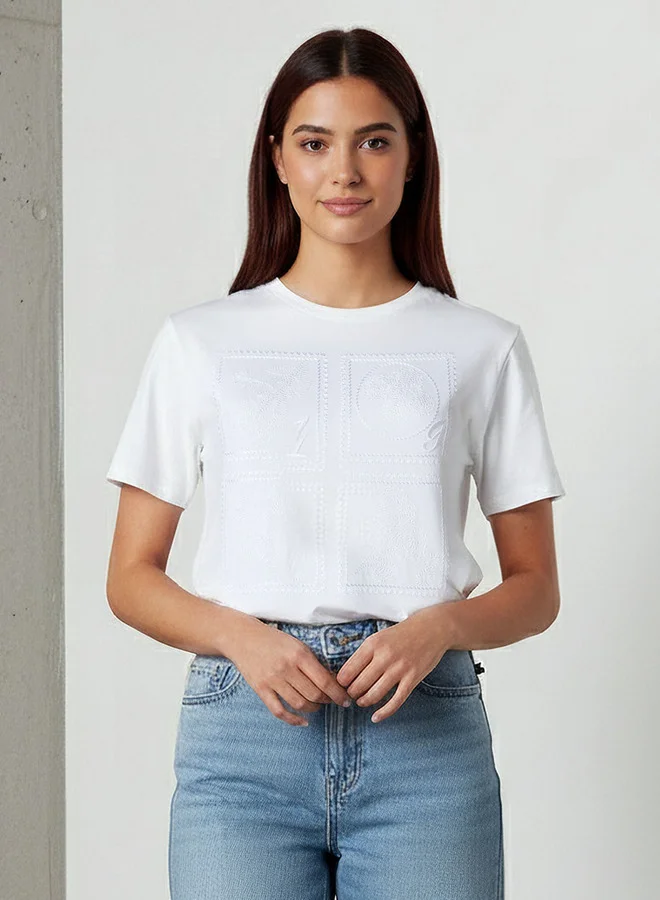 لي كوبر Lee Cooper Regular Fit Cotton T-shirt with Embroidery