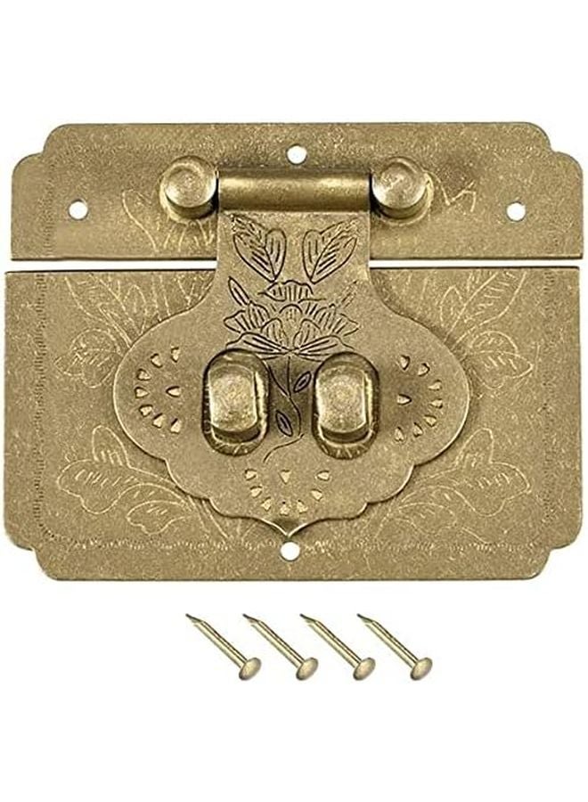 قفل مستطيل من النحاس الأصفر العتيق 65x52 مم لإغلاق صندوق خشبي، قطعتان - Image 1