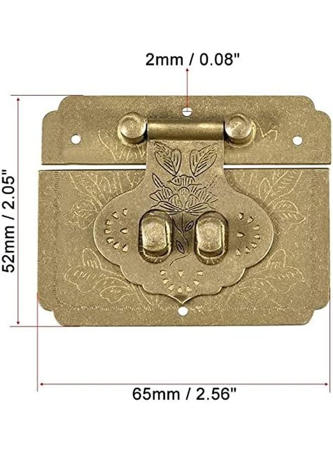 قفل مستطيل من النحاس الأصفر العتيق 65x52 مم لإغلاق صندوق خشبي، قطعتان - Image 3