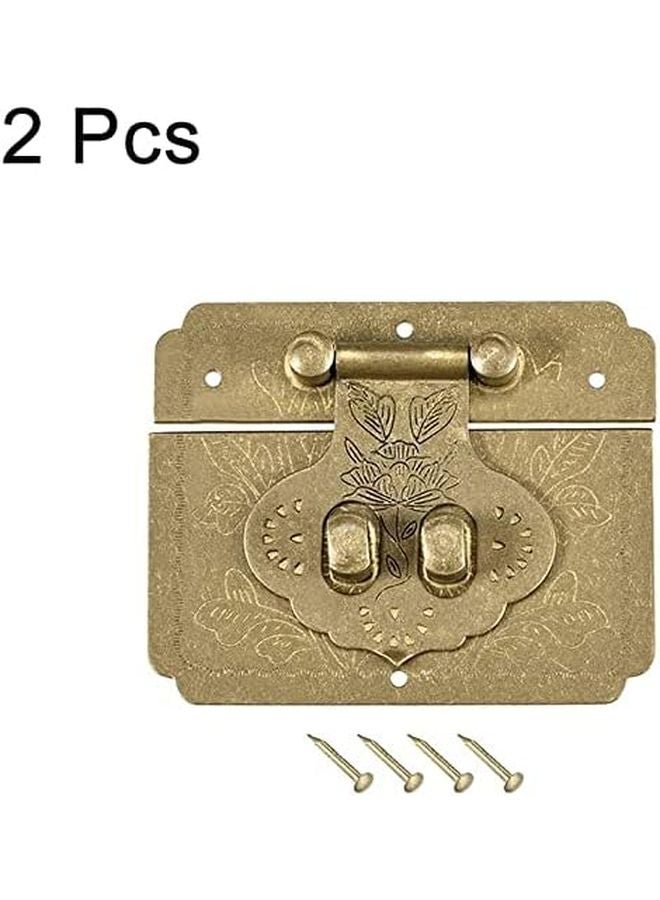 قفل مستطيل من النحاس الأصفر العتيق 65x52 مم لإغلاق صندوق خشبي، قطعتان - Image 5