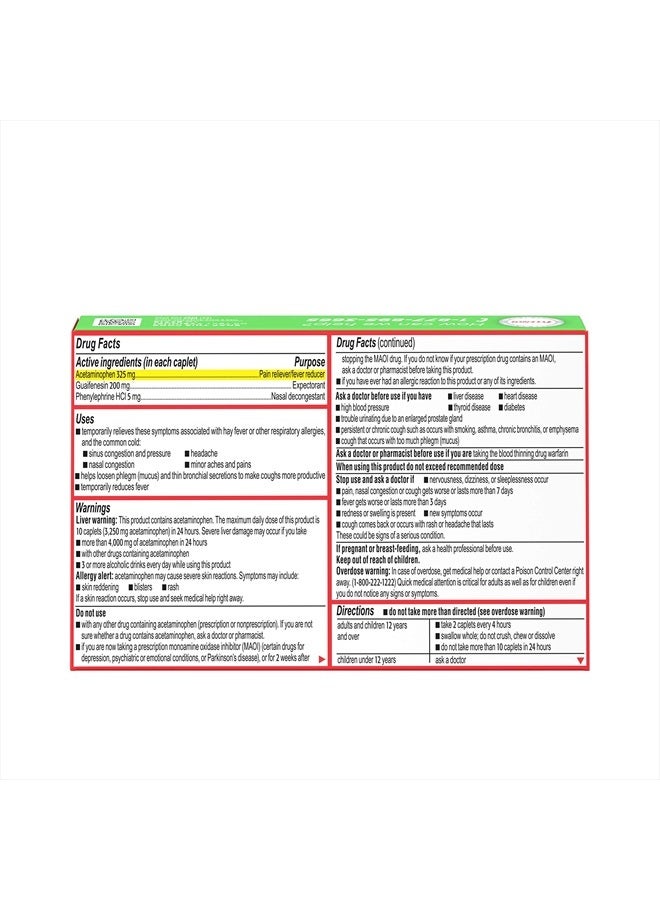 Tylenol دواء سينوس لراحة البرد والإنفلونزا الشديدة خلال النهار، مسكن غير مسبب للنعاس، خافض للحرارة، طارد للبلغم ومزيل للاحتقان، أسيتامينوفين، جوايفينيسين وفينيل إيفرين HCl، 24 حبة - Image 5
