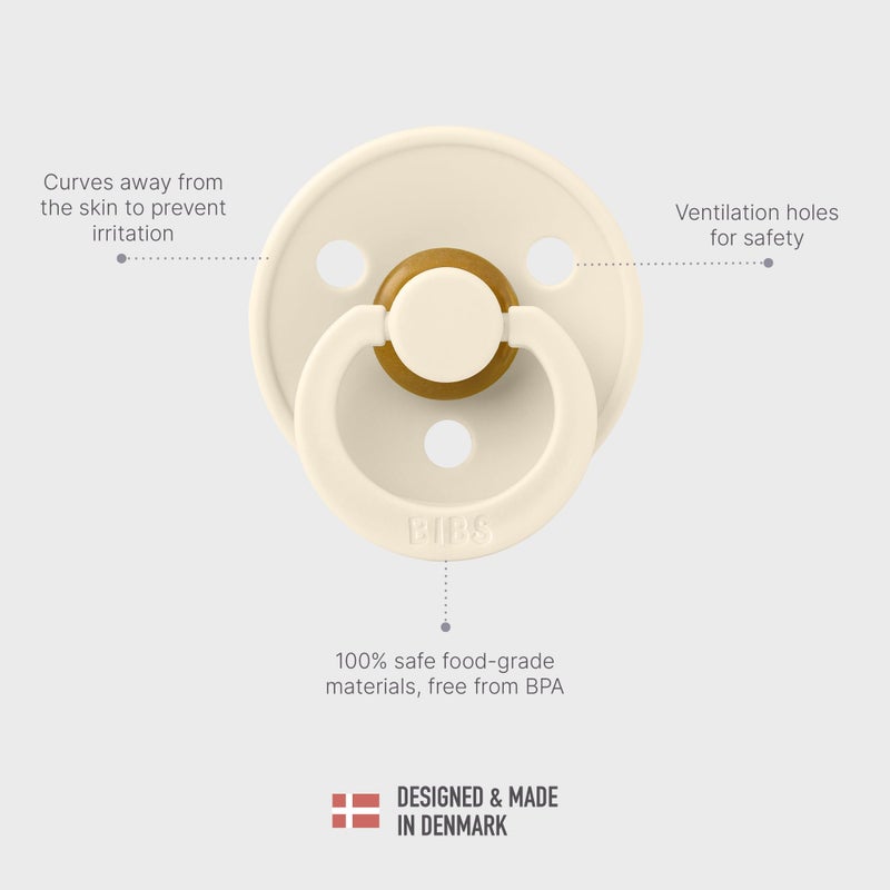 BIBS Pacifiers Colour Collection | Natural Rubber Baby Pacifier | Set of 2 BPA-Free Soothers | Made in Denmark | 18+ Months (Pack of 2) | Sage/Cloud - Image 4