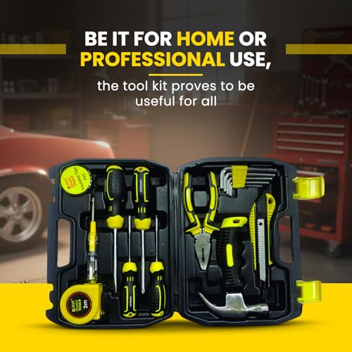 Jon Bhandari Tools 16pc Premium Hand Tool Kit Set for Home, DIY, Professional Use – Household Repair & Maintenance Tool Box with Screwdriver, Plier, Claw Hammer, Utility Knife, Hex Key, Measuring Tape - Image 5