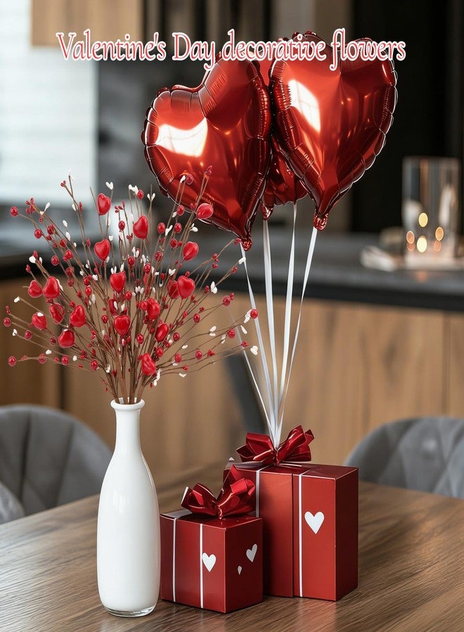 Wootkey 4Pcs Artificial Valentine's Day Decorations Red Heart Berry Stems Heart Shaped Berry Gifts Flowers for Valentine’s Day Decor Wedding Anniversary Party Supplies - Image 4