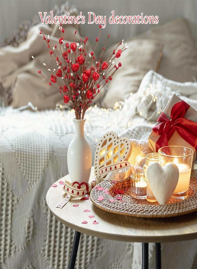 Wootkey 4Pcs Artificial Valentine's Day Decorations Red Heart Berry Stems Heart Shaped Berry Gifts Flowers for Valentine’s Day Decor Wedding Anniversary Party Supplies - Image 5