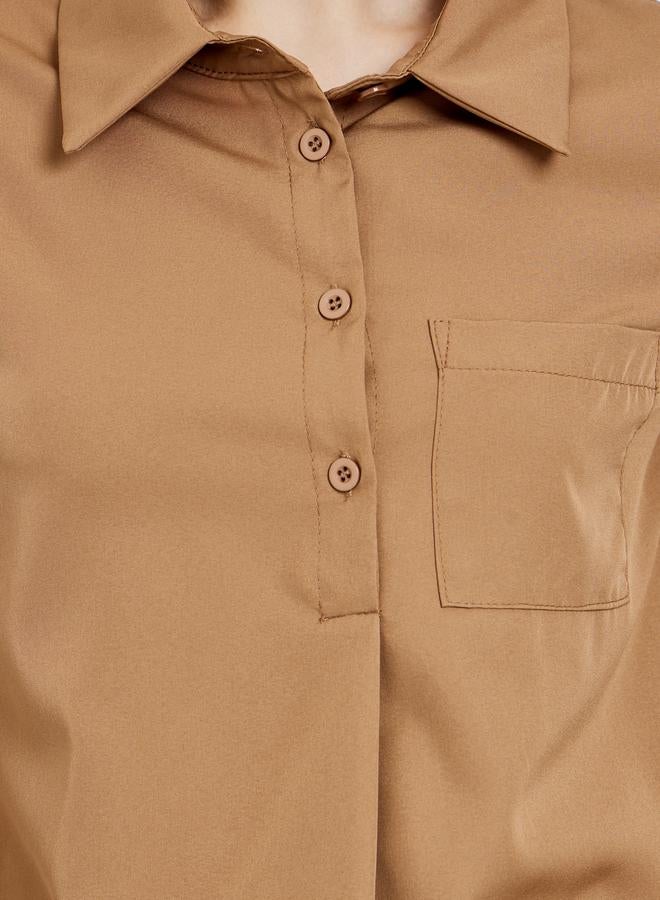 ستايلي بلوزة سادة بأكمام قصيرة - Image 4