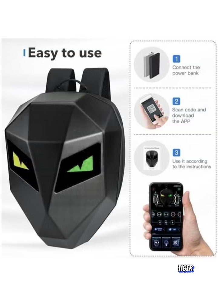 LED Motorcycle Backpack Waterproof Hard Shell Laptop Bag for Men, with DIY Programmable Full Color Screen, Adjustable Straps, Stylish and Durable, Perfect for Travel, Commuting & Outdoor Adventures
