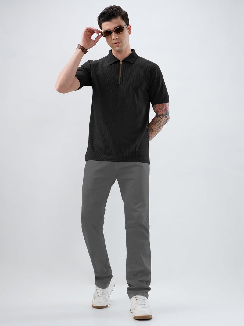KAJARU Men's Polo T-Shirt Polyester Fabric Casual & Sportswear Black - Image 5