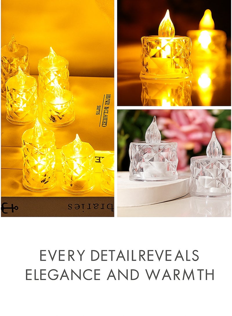 24pcs Crystal Design LED Candle Atmosphere Light (Short) - 3.6cm Diameter, 5cm Height, Romantic Home/Wedding/Party Decor  - Image 2
