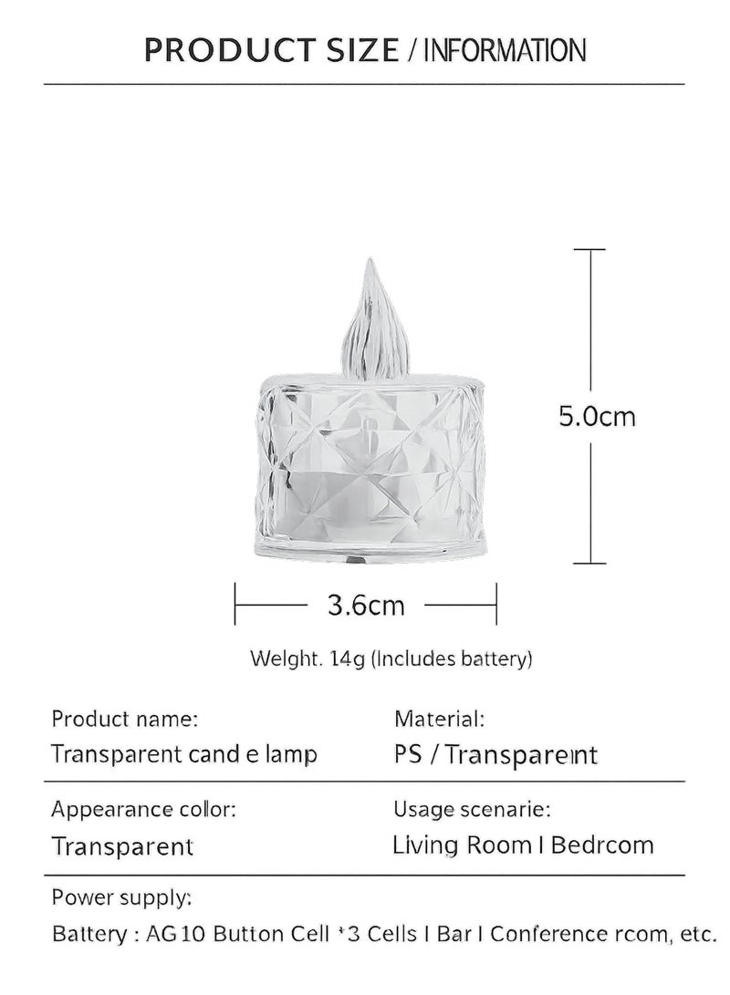 24pcs Crystal Design LED Candle Atmosphere Light (Short) - 3.6cm Diameter, 5cm Height, Romantic Home/Wedding/Party Decor  - Image 5